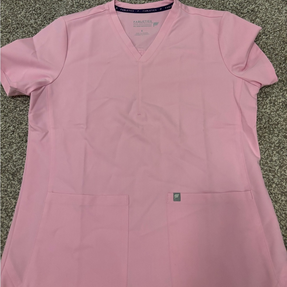 Fabletics Pink V-Neck Medical Scrub Top